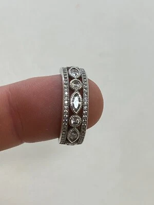 BERRICLE Plata Esterlina Estilo Vintage Bisel Milgrain Conjunto Circonita Media Anillo de Eternidad Foto 1 de 4