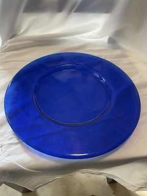 Plato de corte vintage de vidrio azul cobalto 13# Foto 1 de 3