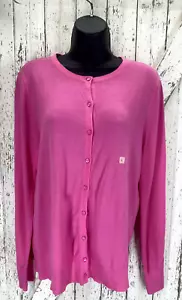 LOFT Pink Lightweight Knit Cardigan Sweater Ladies Large New - Picture 1 of 7