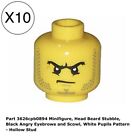 Lego 10 Viking Head With Beard Stubble,black Angry Eyebrows,scowl,white Pupils