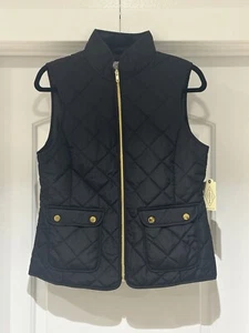 St John's Bay Quilted Puffer Vest Women Small Red Full Zip Gold Accents New Tag - Picture 1 of 6