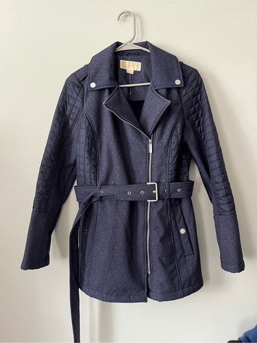 Cappotto invernale Michael Michael Kors piccolo donna blu navy con cintura