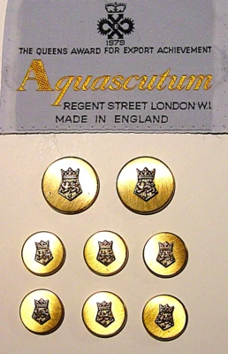 AQUASCUTUM London replacement button 8 gold tone metal buttons Good Condition - Image 1 of 4