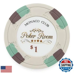 Claysmith Gaming Pack of 50 Monaco Club Poker Chips, Heavyweight 13.5-gram Cl - Picture 1 of 5