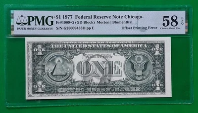 1977 $1 Federal Reserve Note-58EPQ ERROR-Front Printed on Back - Image 1 of 2