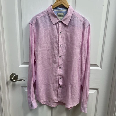 Heritage 100% Linen Mens XL Shirt Pink Long Sleeve Classic Preppy Casual - Image 1 of 4
