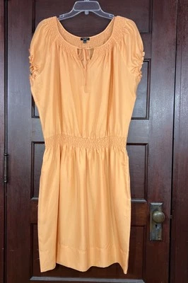 Talbots Dress Women's Large Orange 100% Silk Midi Lightweight Elastic Waist - Image 1 of 4