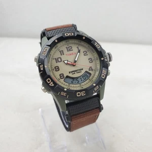 TIMEX EXPEDITION BROWN/GREEN T45181 INDIGLO ALARM CHRONOGRAPH MEN'S WATCH  - Picture 1 of 10