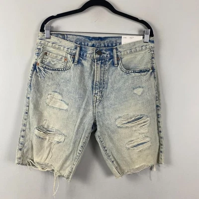American Eagle Jean Shorts Mens 32 Light Wash Distressed At the Knee - Image 1 of 4