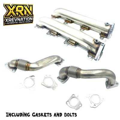 Colectores de escape de alto flujo y tubos superiores para 01-16 Chevy GMC 6,6 L Duramax diésel Foto 1 de 4