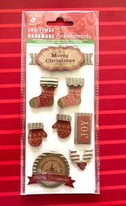 STOCKINGS - MERRY CHRISTMAS DIMENSIONAL STICKERS - WELL MADE - Picture 1 of 1