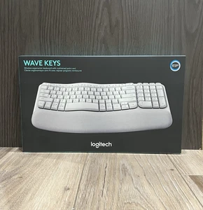 Logitech Wave Keys Wireless Ergonomic Keyboard w/ Cushioned Rest-White - Picture 1 of 5