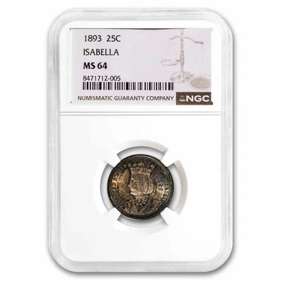 1893 Isabella Quarter MS-64 NGC (Toned) - Image 1 of 3