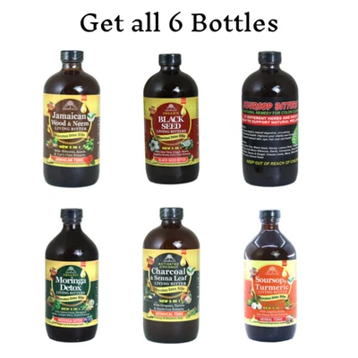 Lot of 6 Herbal Detox Bitters | Soursop  Moringa Black Seed Charcoal Neem  Tumer - Image 1 of 4