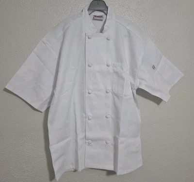 Uncommon Threads White Chef Coat Knot cloth Buttons White Short Sleeve Large - Image 1 of 4