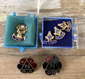 De colección Masonic Lodge 25 35 55 años alfileres diamante + fideicomisario de alces + alfileres de solapa - Imagen 1 de 6