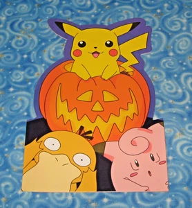 Jumbo New Pokémon Halloween Greeting Card Pikachu Psyduck Clefairy Pokemon 2000 - Picture 1 of 7