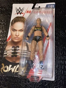 2019 WWE Mattel Rowdy Ronda Rousey Basic Woman Figure Series 101 Black Gold - Picture 1 of 7