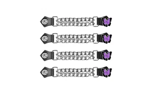 4 PÚRPURA MARIPOSA MUJER DOBLE CADENA MOTOCICLISTA CHALECO EXTENSORES - Imagen 1 de 1