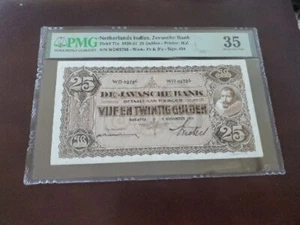Netherlands Indies, Javasche Bank P-71c 25 Gulden 1929 PMG 35 Choice Very Fine - Picture 1 of 4