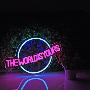 The World Is Yours Neon Sign for Wall Decor LED Dimmable Light Switch Wall Sign - Picture 1 of 12