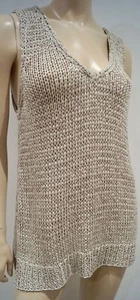 EILEEN FISHER beige Grobstrick V-Ausschnitt ärmellos lang Tank Trägertop - Bild 1 von 6