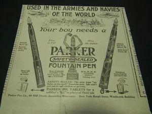 Vintage 1917 WW1 Parker Pen Man Cave Print Ad 5H2G - Picture 1 of 3