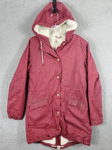 Volcom Sherpa Lined Hooded For Keeps Parka Coat Jacket Women Size Small Red Zip - Picture 1 of 12