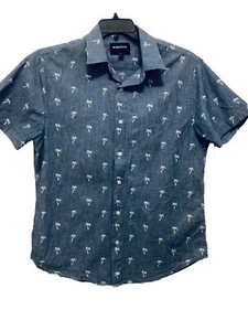 Bonobos Shirt Mens M Blue Floral Denim Button Down Short Sleeve Cotton Slim Fit - Picture 1 of 3