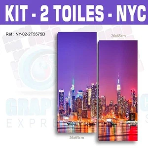 55x75cm- Kit 2 TOILES IMPRIMEE TABLEAU TOILE DECO - NEW YORK-NY-02-2T5575D - Foto 1 di 6