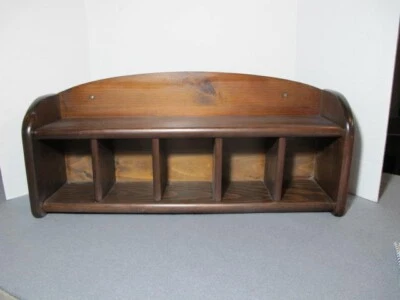 MCM Captain Cubby Hole Темный Деревянный Настенный Кабинет Настольный Топпер Хороший! - Изображение 1 из 4