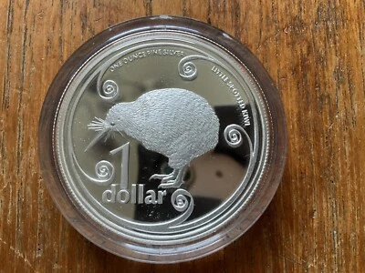 Новая Зеландия 2004 1 унция серебра доказательство киви монета коробка и сертификат подлинности - Изображение 1 из 4