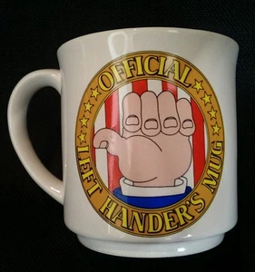 Vintage Official Left-Handers Gag Mug by Recycled Paper Products FREE SHIPPING!! - Picture 1 of 6