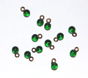 VINTAGE TEENY TINY GLASS MARBLE 4.2mm SMALL BUTTON BEAD • BUTTONS • RED, GREEN - Picture 1 of 5