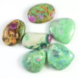 110.85 Ct Lot 100%Natural Ruby in Fuchsite oval pear Mixed Lot Cabochon Gemsone - Picture 1 of 7