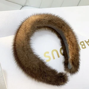 Nueva Llegada Mujeres Invierno 100% Piel de Visón Real Diademas Piel Real Banda para el Cabello Dama - Imagen 1 de 16