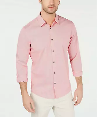 Alfani Men's Stretch Modern Stripe Shirt Segovia Mauve Size Medium - Image 1 of 4