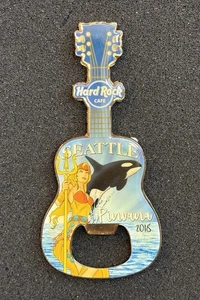 HARD ROCK CAFE *** SEATTLE *** COLLECTOR EVENT GUITAR BOTTLE OPENER MAGNET ~WOW! - Picture 1 of 1