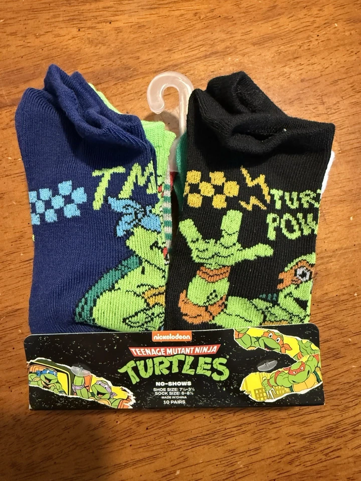 ~10 Calcetines NINJA MUTANTES ADOLESCENTES TORTUGAS NINJA NUEVOS CON ETIQUETAS para niños ¡No-Show! Zapato Talla 7.5-3.5 FS:)~ Foto 1 de 3