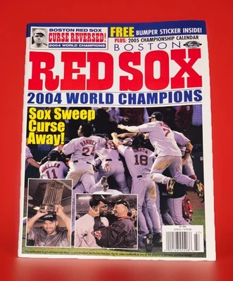 Винтаж 2004 Чемпионы мира Boston Red Sox Curse Перевернутый Журнал Наклейка на Бампер - Изображение 1 из 4