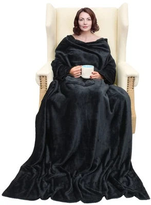 Catalonia Wearable Blanket Sleeves Pocket Super Cozy Soft Fleece Throw Blanket - Image 1 of 4