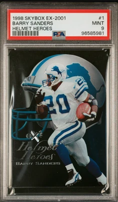 Skybox EX 2001 1998 Casco Héroes Barry Sanders Salón de la fama PSA 9 POP 9 INSERTO RARO SSP Foto 1 de 3