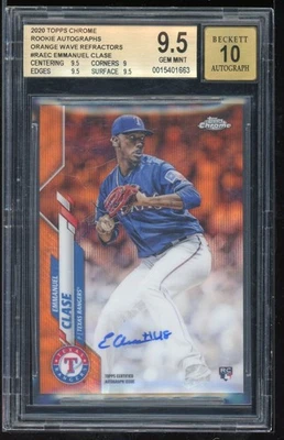 2020 Topps Chrome Emmanuel Clase RC Auto Orange /25 GM MT 9.5 RA-EC - Image 1 of 2