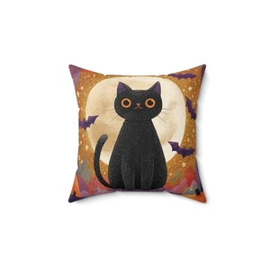 Halloween schwarze Katze Dekokissen und Bezug - gruseliges Wohndeko Akzentkissen - Bild 1 von 13