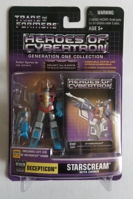 Transformers Heroes of Cybertron G1 Decepticon Starscream con pierna Crown Metroplex Foto 1 de 4