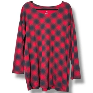 J Jill taglia large tunica scollo a scoop semplicemente supima rosso nero plaid - Foto 1 di 11