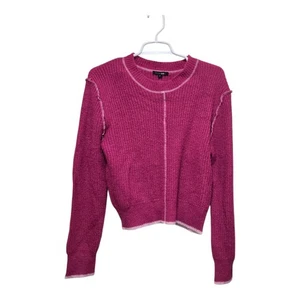 PaperMoon Sweater Women’s Small Pink Knit Contrast Trim Long Sleeve - Picture 1 of 8