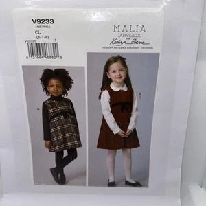 Vogue 9233 Child Dress Pinafore Blouse Sewing Pattern Size 6-7-8 V9233 Malia - Picture 1 of 7