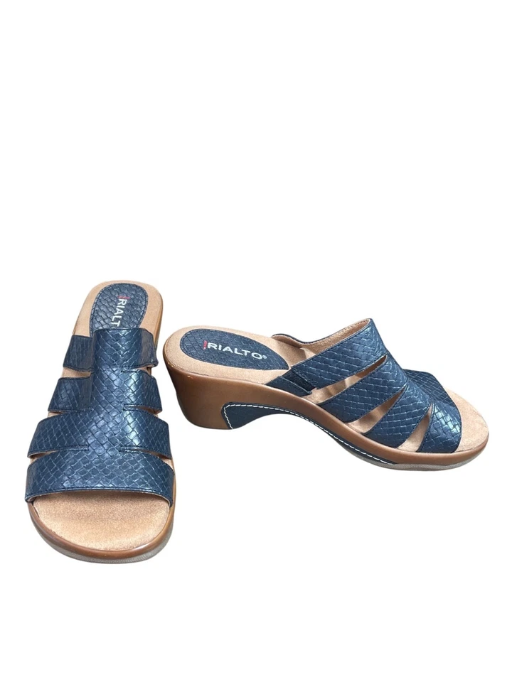 Женские синтетические темно-синие сандалии Rialto на танкетке размер 6 М SKU 9495 - Изображение 1 из 4