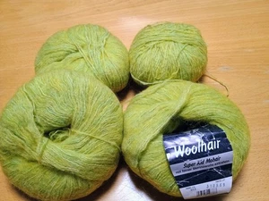 4 Skein 200g Lana Grossa Woolhair 55% Wool 30% Mohair 15% Poly Green 013 Italy - Picture 1 of 7